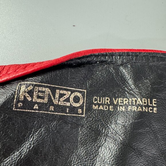 Kenzo Paris Cuir Veritable Made in France Black Leather Wide Belt, Red main image 7
